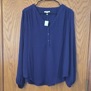 Maurices Purple Long Sleeve Relaxed Blouse